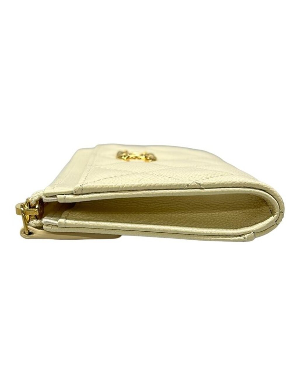 ★SOLD★ Chanel Coin Case Quilted Ivory Fragment L-shaped Zipper CC Logo Gold - Picture 8 of 10